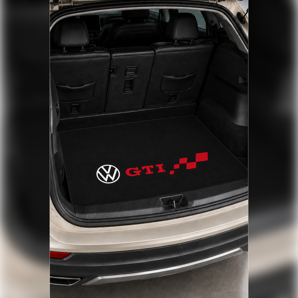 Volkswagen GTI Temalı Universal Araç Bagaj Halısı | Bagaj Havuzu Halısı | Kaymaz Dot Taban | Premium Siyah | Tüm Marka ve Modellere Kişiye Özel Tasarım Yapılır