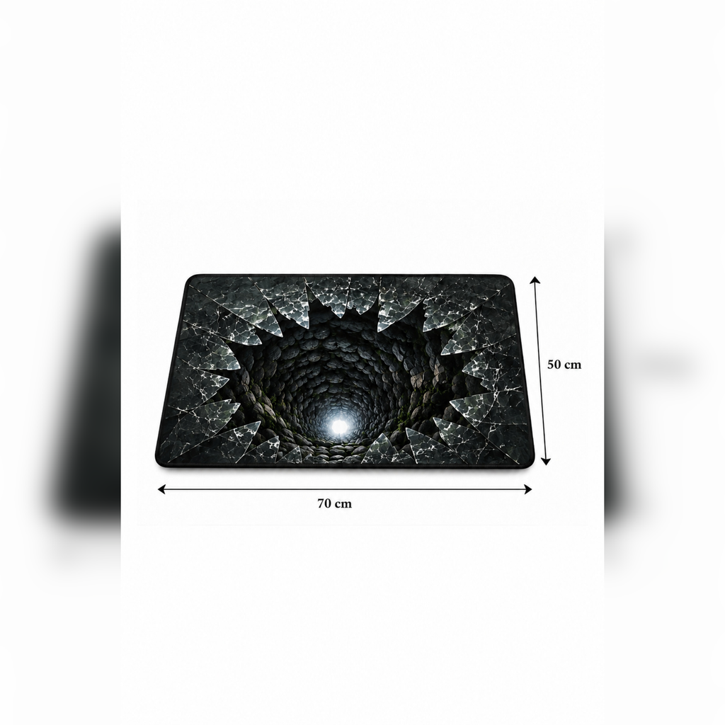 Kırık Cam Geçidi 3D İllüzyon Kapı Önü Paspası 70×50 cm -60 x 90 cm – Kaymaz Taban – Kişiye Özel Tasarım Seçeneği
