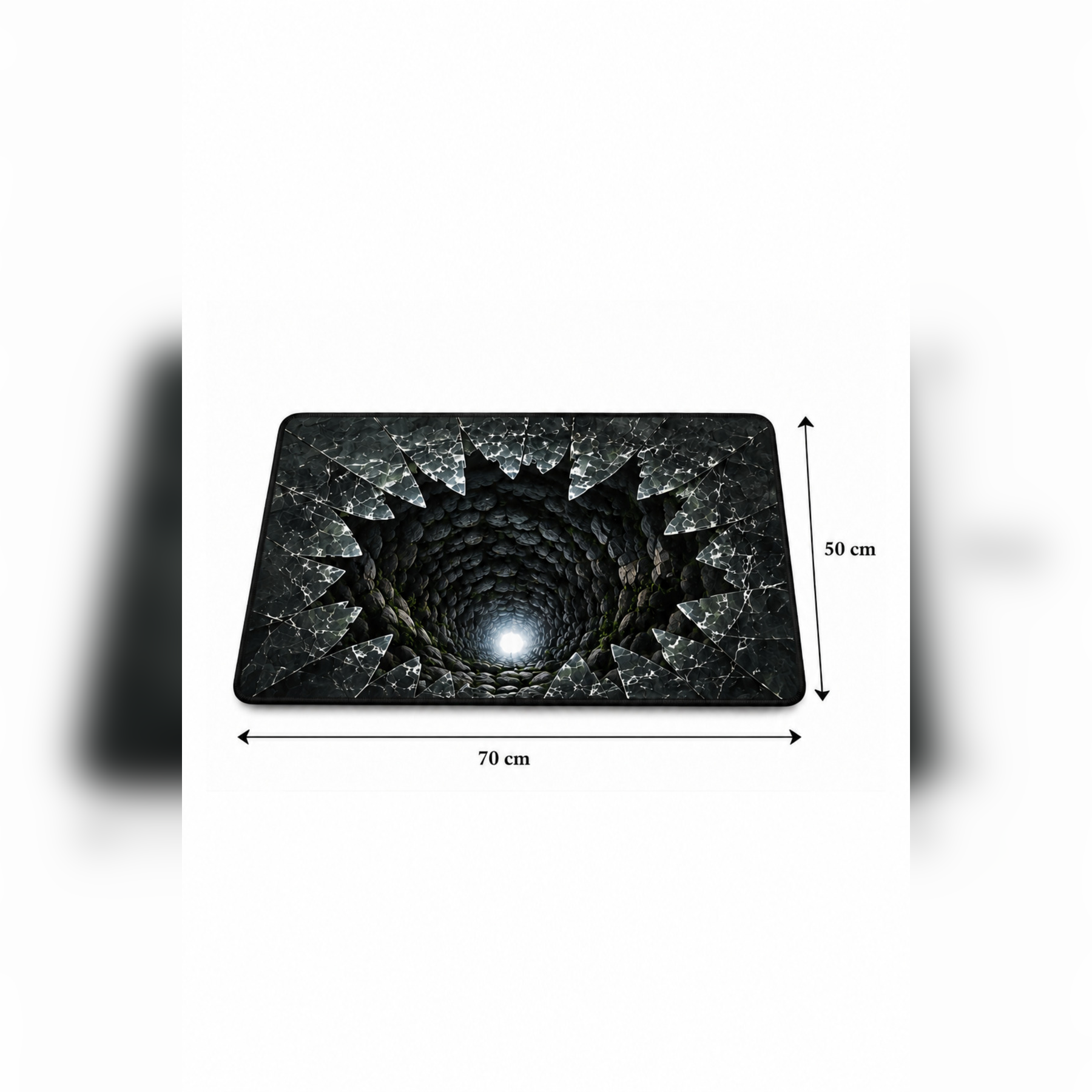 Kırık Cam Geçidi 3D İllüzyon Kapı Önü Paspası 70×50 cm -60 x 90 cm – Kaymaz Taban – Kişiye Özel Tasarım Seçeneği