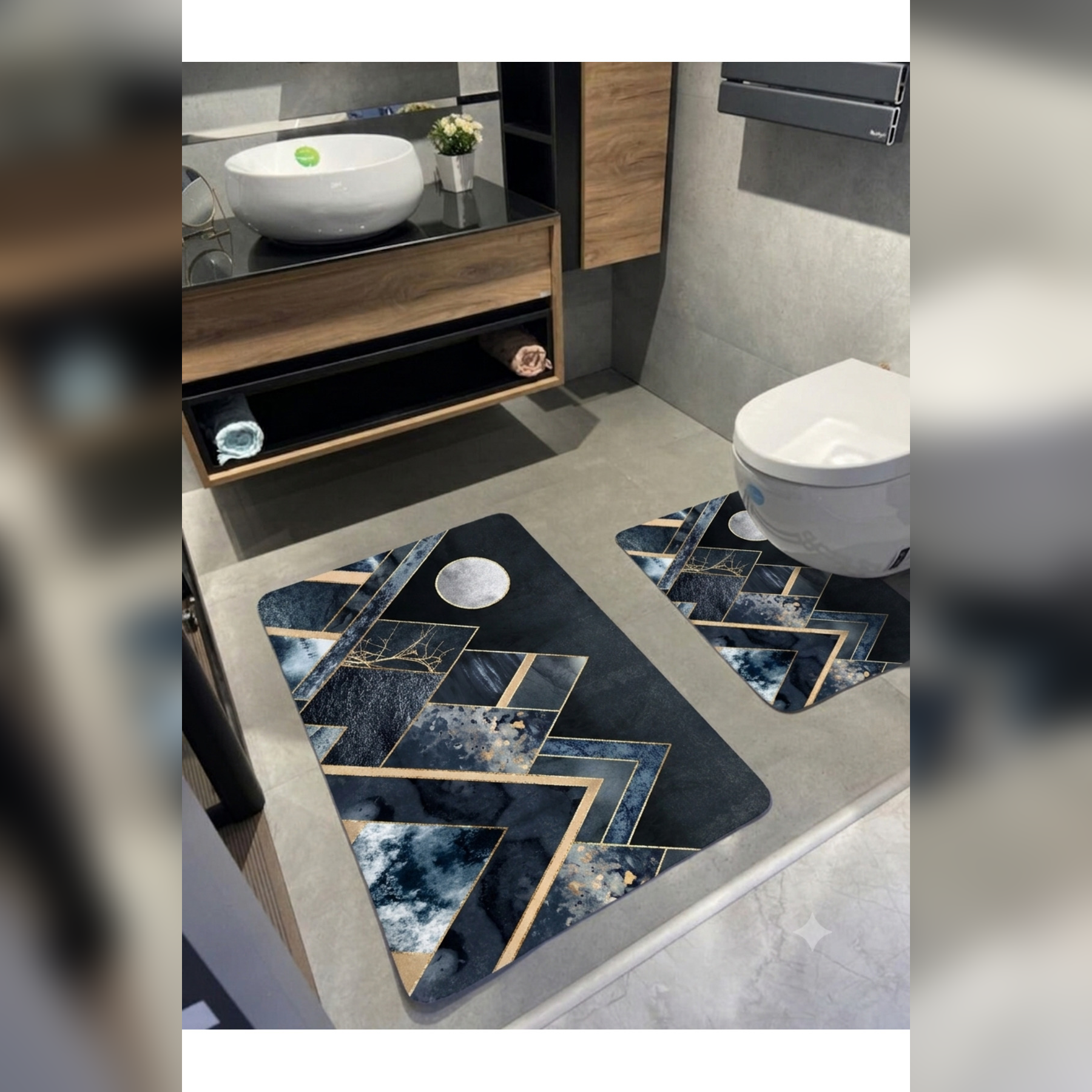 Banyo Paspası 2'li Set Kaymaz Tabanlı ve Yıkanabilir 60x90 Cm - 50x60 Cm