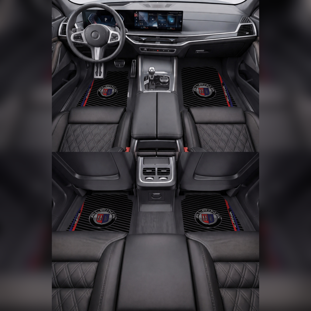 ALPINA Racing Temalı Kişiye Özel Tasarım Araç İçi Oto Paspası 4'lü Set – Universal Tüm Araç Modellerine Uyumlu, Kaymaz DOT Taban