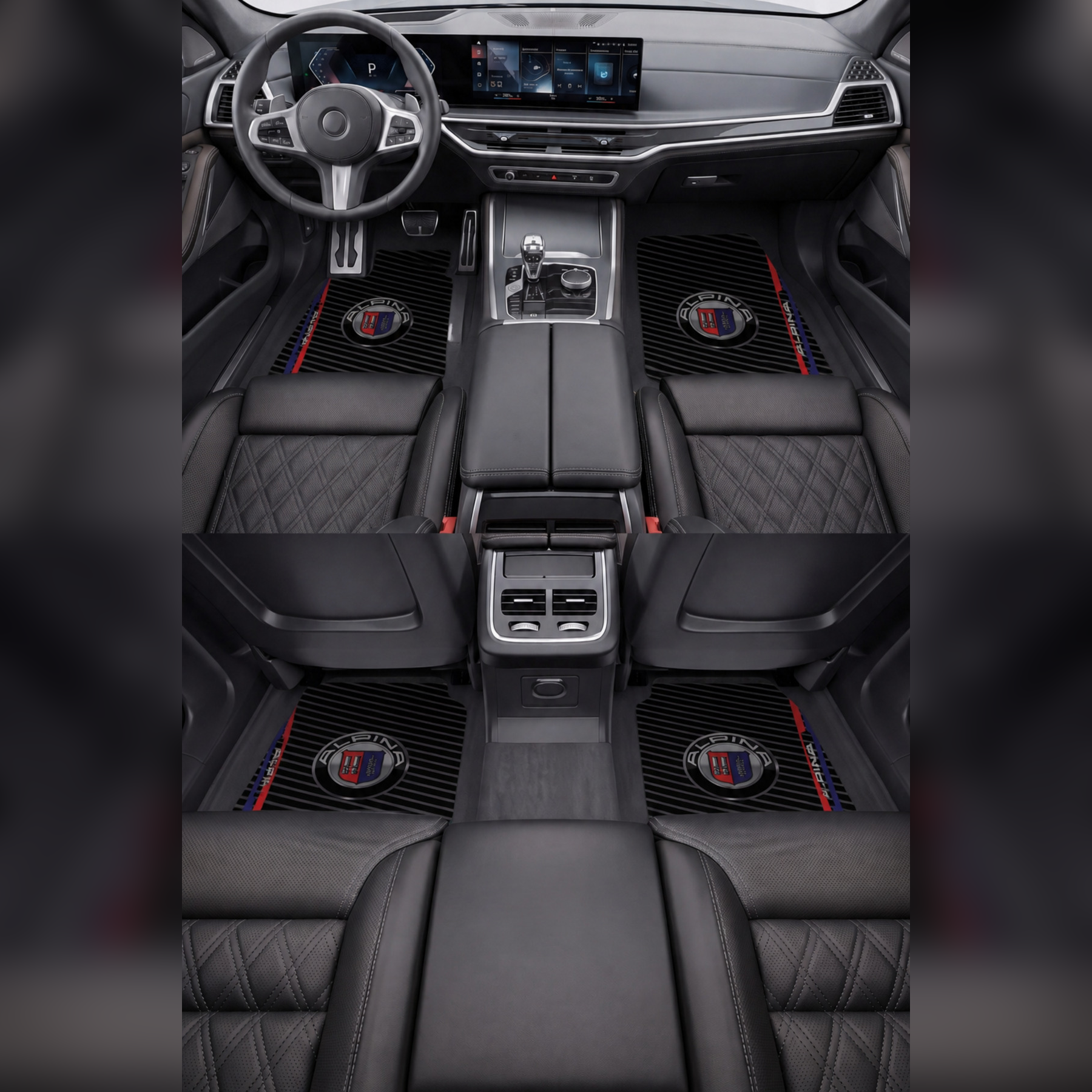 ALPINA Racing Temalı Kişiye Özel Tasarım Araç İçi Oto Paspası 4'lü Set – Universal Tüm Araç Modellerine Uyumlu, Kaymaz DOT Taban