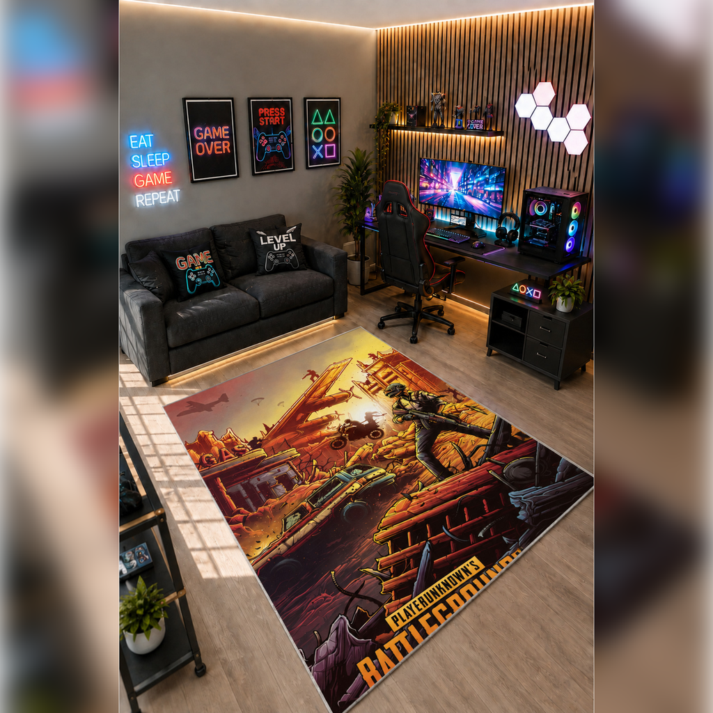 Gamer Collection Kişiye Özel Üretim Dekoratif Kaymaz Taban Oyun Odası Halısı – Dijital Baskı Yıkanabilir – Farklı Ölçü Seçenekleri