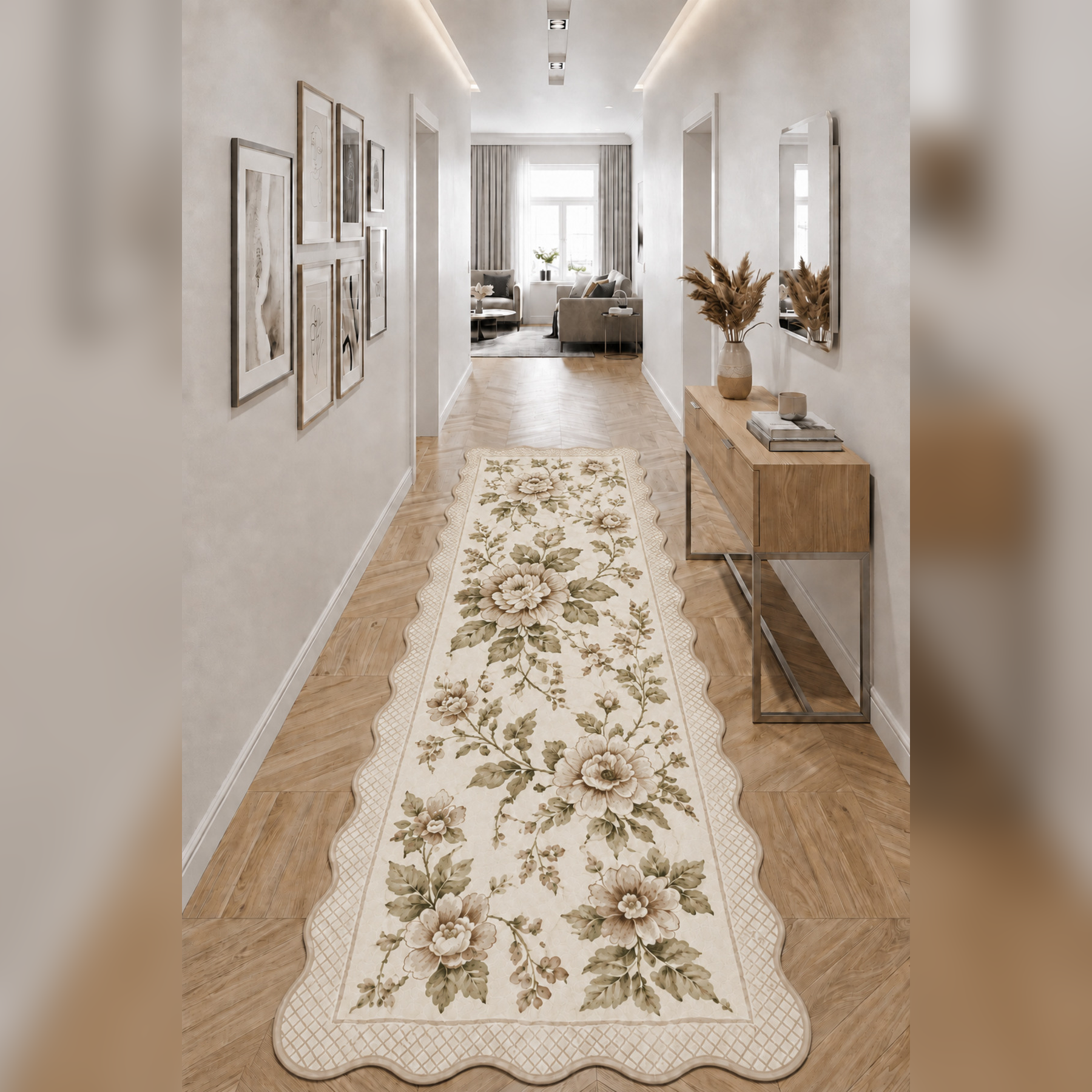 Botanica Luxe Collection English Rose Kişiye Özel Üretim Dekoratif Kaymaz Taban Antre/Hol Halısı – Dijital Baskı, Yıkanabilir, Farklı Ölçü Seçenekleri