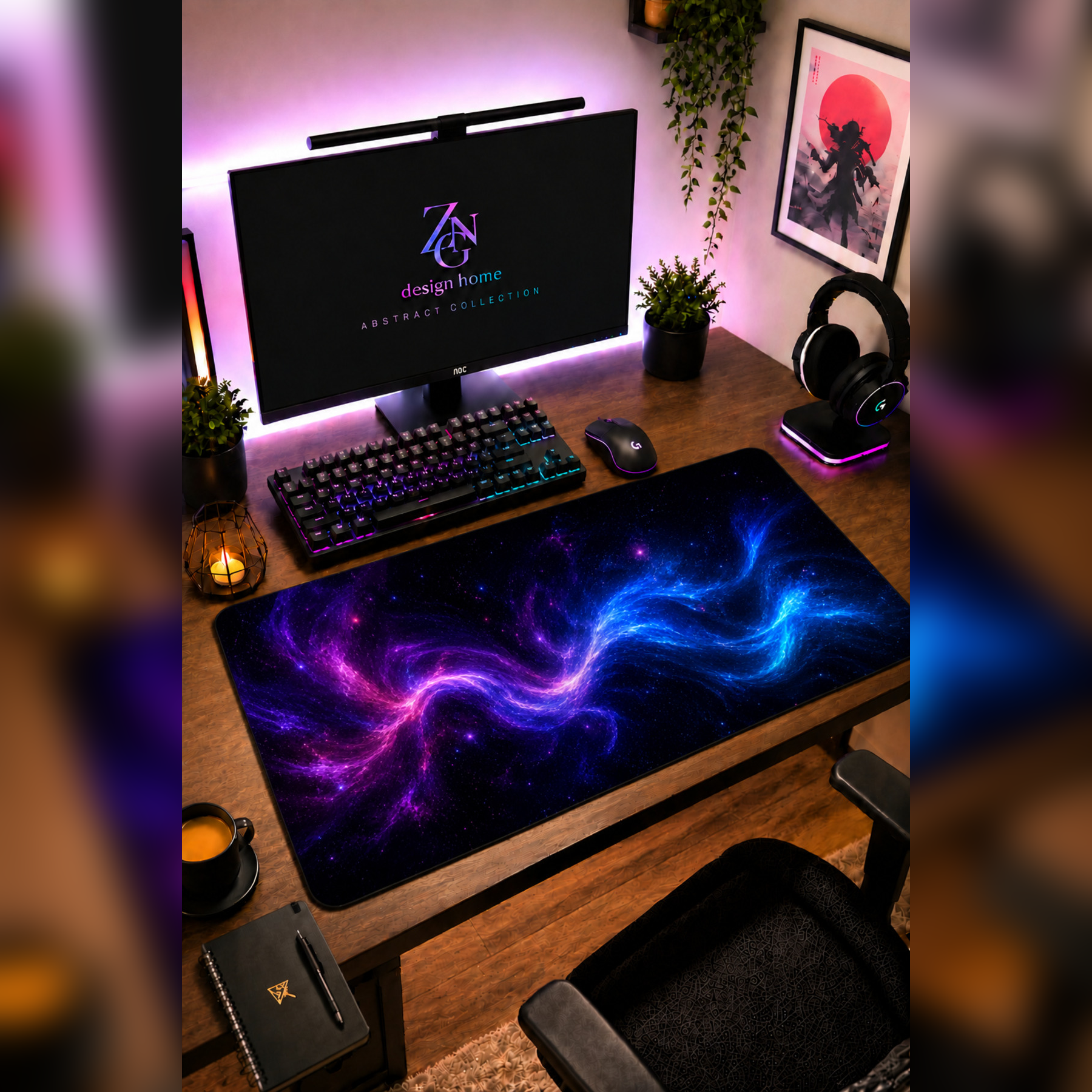 Abstract Collection 80x40 cm Büyük Boy Gaming Mousepad Kaymaz Taban Deskmat