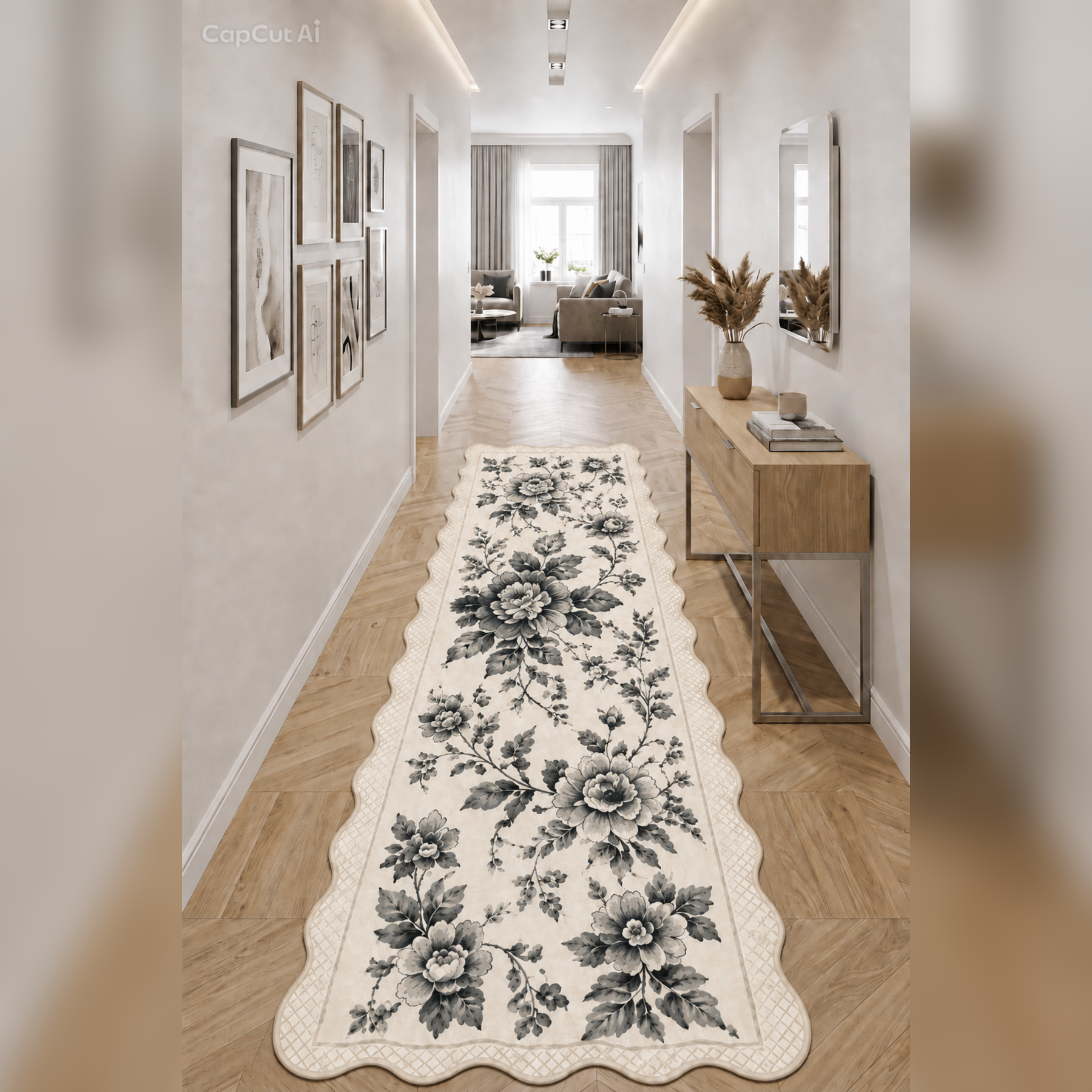 Botanica Luxe Collection English Rose Kişiye Özel Üretim Dekoratif Kaymaz Taban Antre/Hol Halısı – Dijital Baskı, Yıkanabilir, Farklı Ölçü Seçenekleri