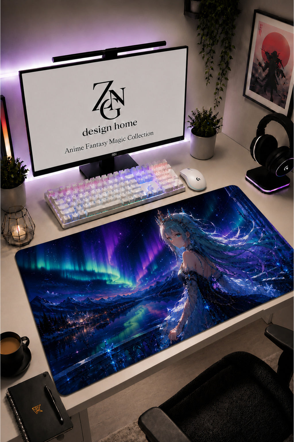 Anime Fantasy Magic Collection 80x40 cm Büyük Boy Gaming Mousepad Kaymaz Taban Deskmat