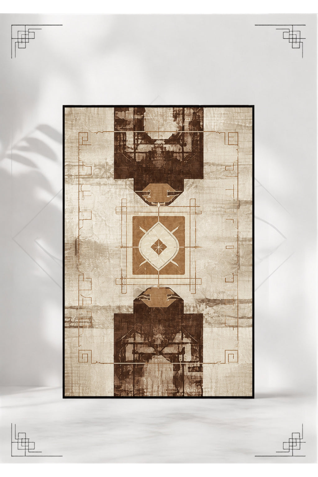 Urban Geometry Soyut Geometrik Desenli Modern Dijital Baskı Halı – Kaymaz Taban Yıkanabilir Salon Oturma Odası Halısı - Farkl