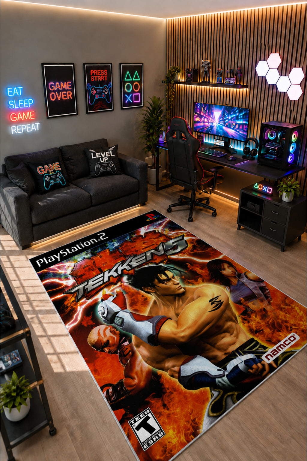 Gaming Collection Oyun Temalı Kişiye Özel Tasarım Dijital Baskılı Kaymaz Taban Yıkanabilir Gamer Çocuk ve Genç Odası Halısı –