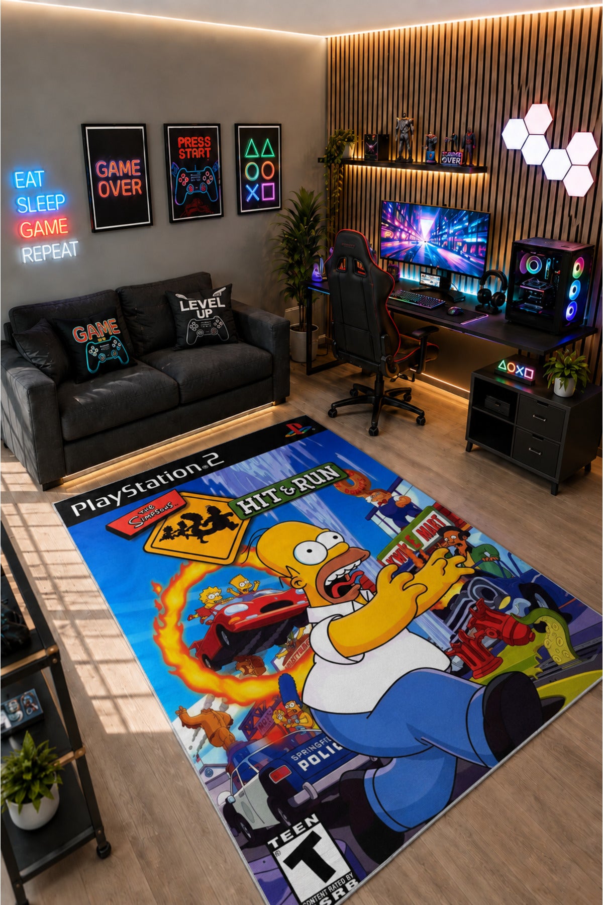 Gamer Collection Kişiye Özel Üretim Dekoratif Kaymaz Taban Oyun Odası Halısı – Dijital Baskı Yıkanabilir – Farklı Ölçü Seçene