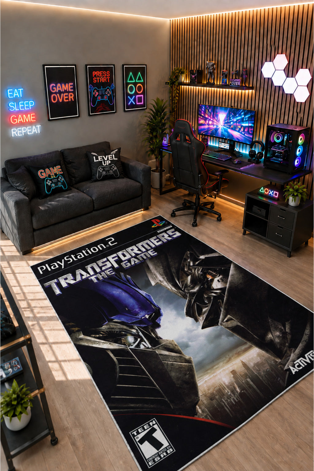 Gamer Collection Kişiye Özel Üretim Dekoratif Kaymaz Taban Oyun Odası Halısı – Dijital Baskı Yıkanabilir – Farklı Ölçü Seçene