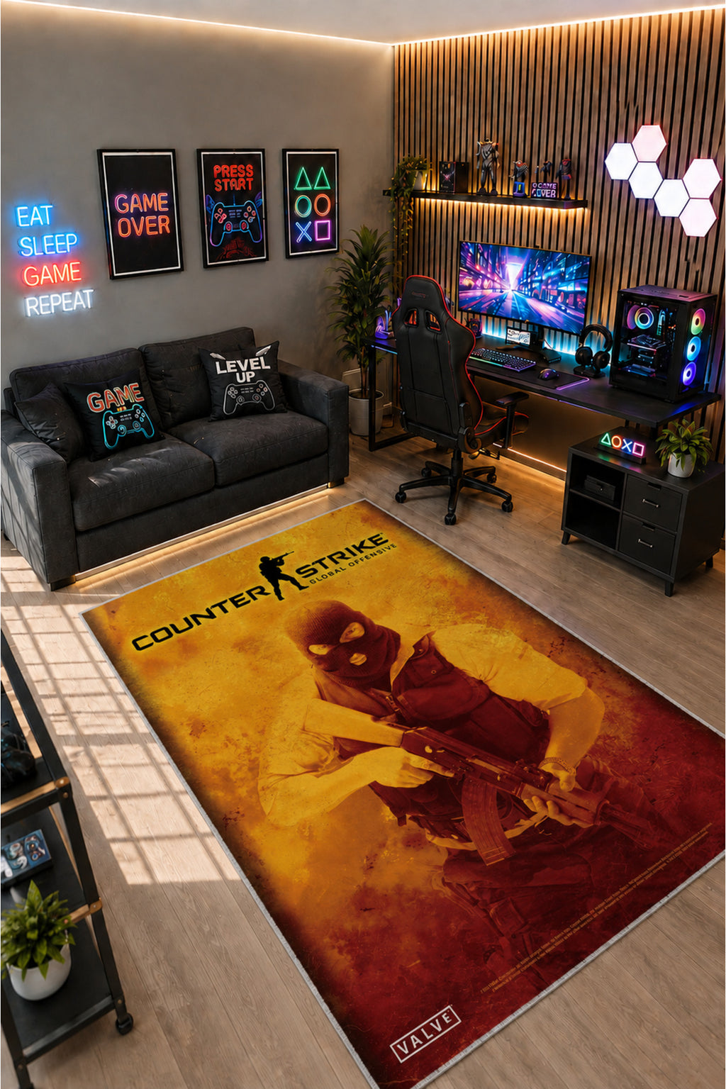 Gamer Collection Kişiye Özel Üretim Dekoratif Kaymaz Taban Oyun Odası Halısı – Dijital Baskı Yıkanabilir – Farklı Ölçü Seçene