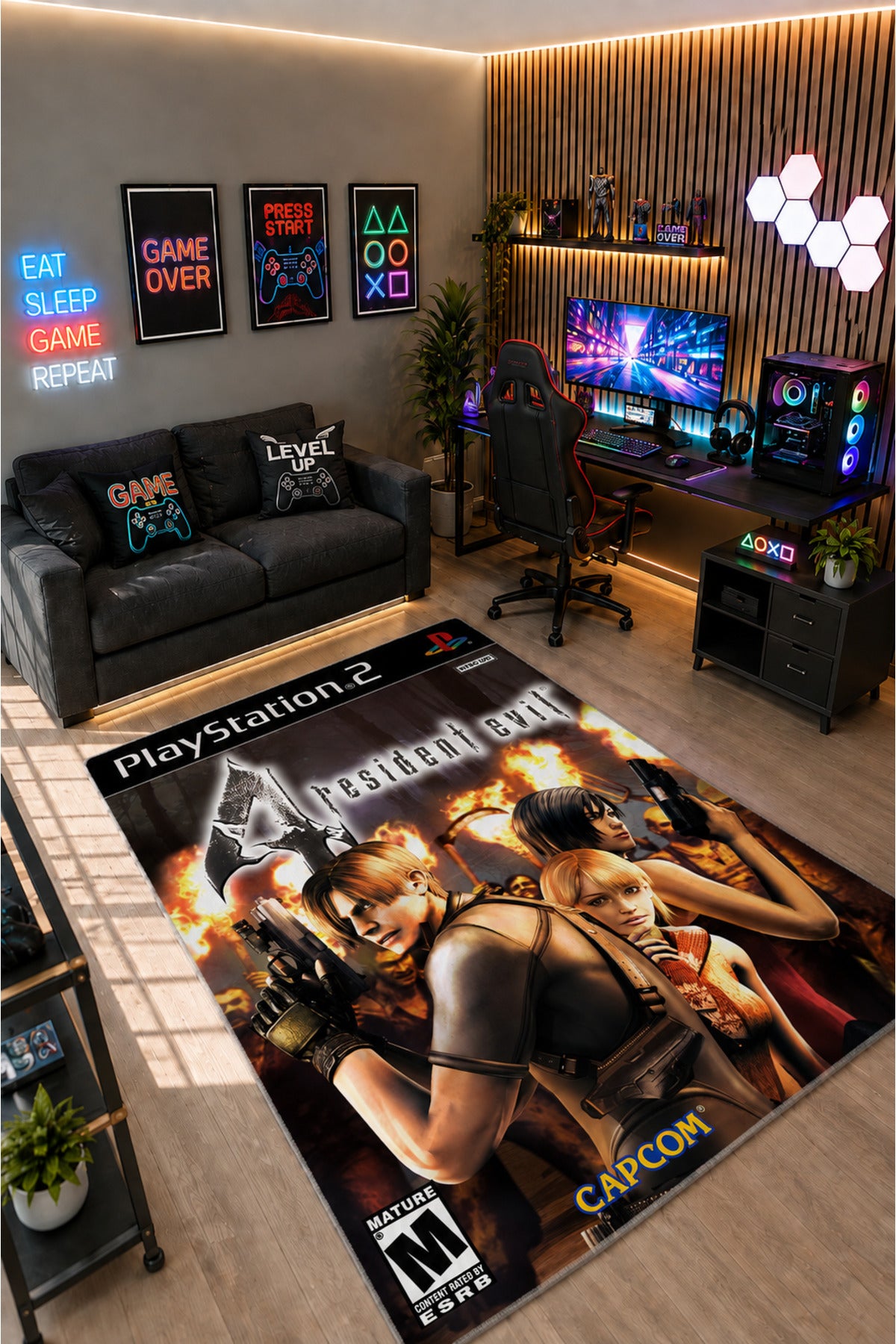 Gamer Collection Kişiye Özel Üretim Dekoratif Kaymaz Taban Oyun Odası Halısı – Dijital Baskı Yıkanabilir – Farklı Ölçü Seçene