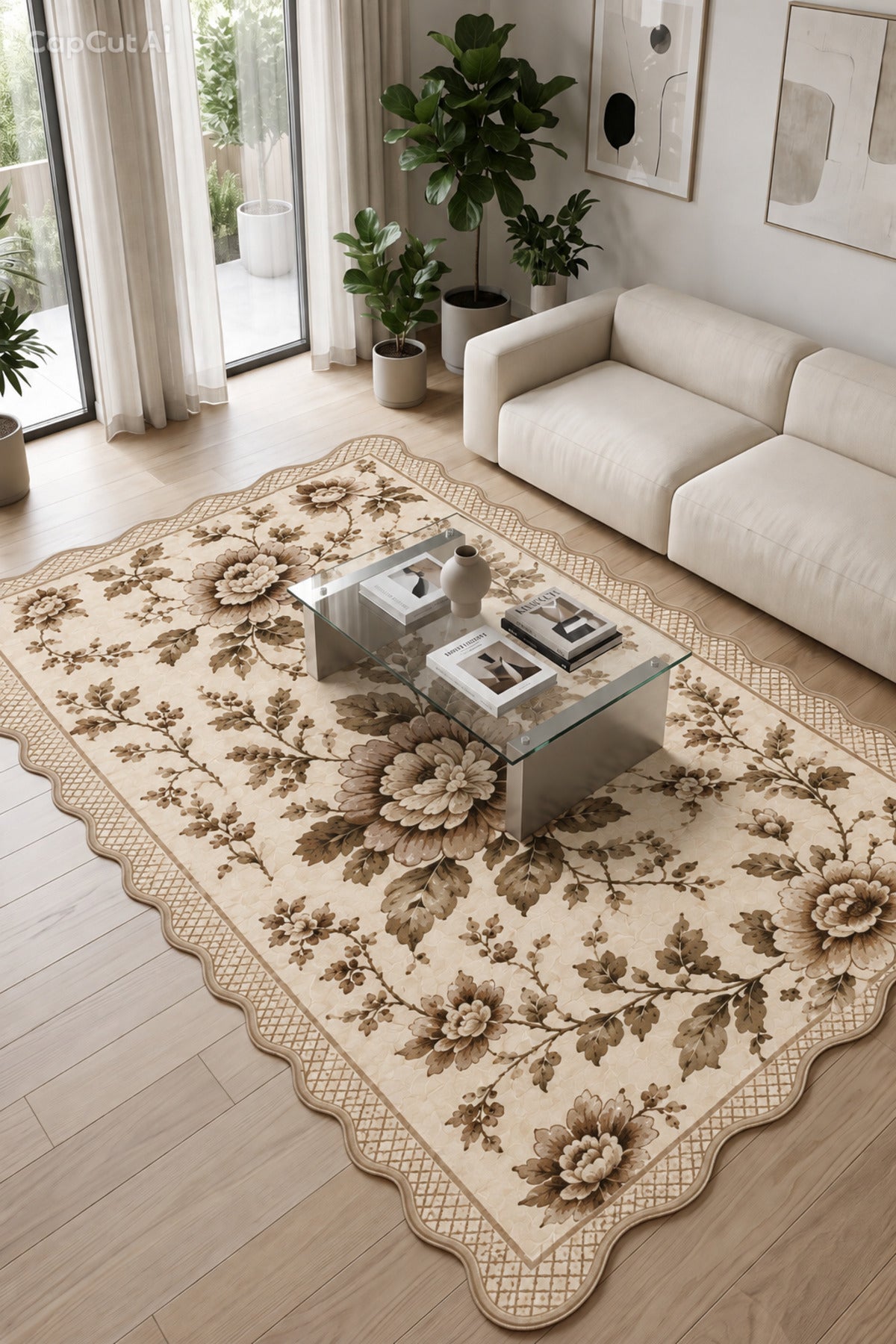 Botanica Luxe Collection English Rose Kişiye Özel Üretim Dekoratif Kaymaz Taban Salon/Yatak /Oturma odası Halısı – Dijital Ba