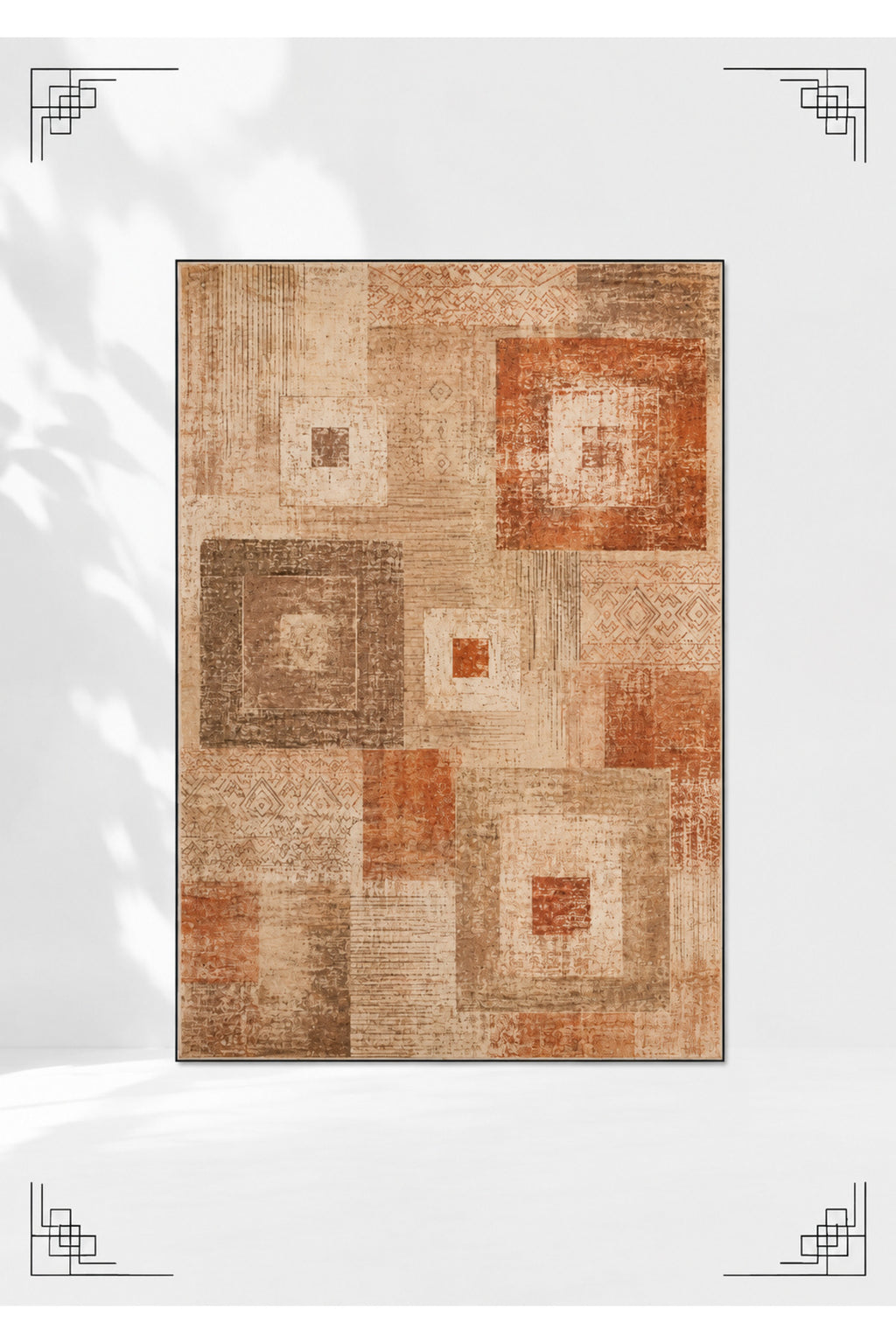 Urban Patchwork Modern Geometrik ve Eskitme Desenli Dijital Baskı Kaymaz Taban Yıkanabilir Salon Halısı – 5 Desen ve Farklı Ö