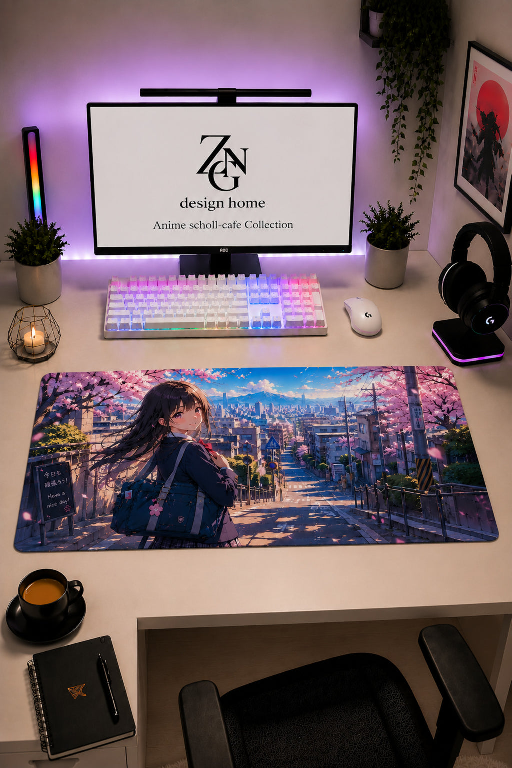 Anime scholl-cafe Collection 80x40 cm Büyük Boy Gaming Mousepad Kaymaz Taban Deskmat