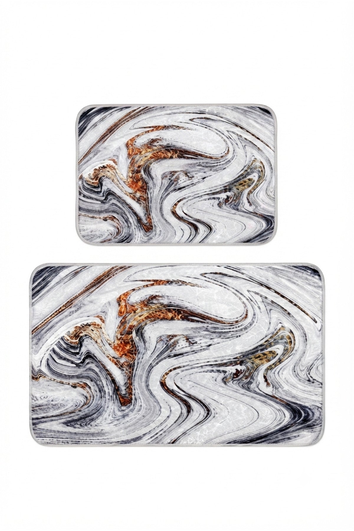 Banyo Paspası 2'li Set Kaymaz Tabanlı ve Yıkanabilir 60x90 Cm - 50x60 Cm