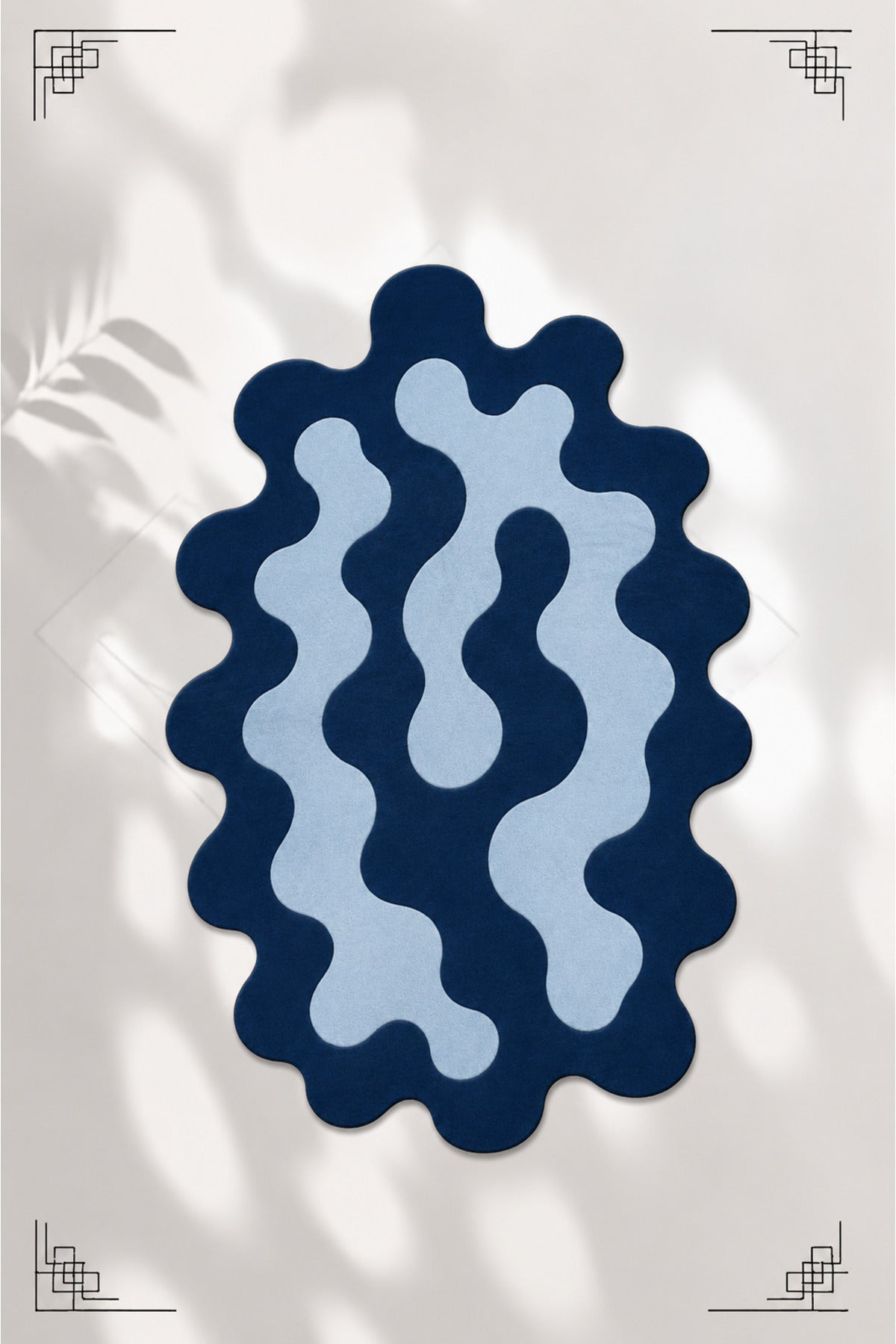 Fluid Waves Dalga Desenli Düzensiz Şekilli Halı – Organik Form Dijital Baskılı Kaymaz Taban Yıkanabilir Modern Dekoratif Halı