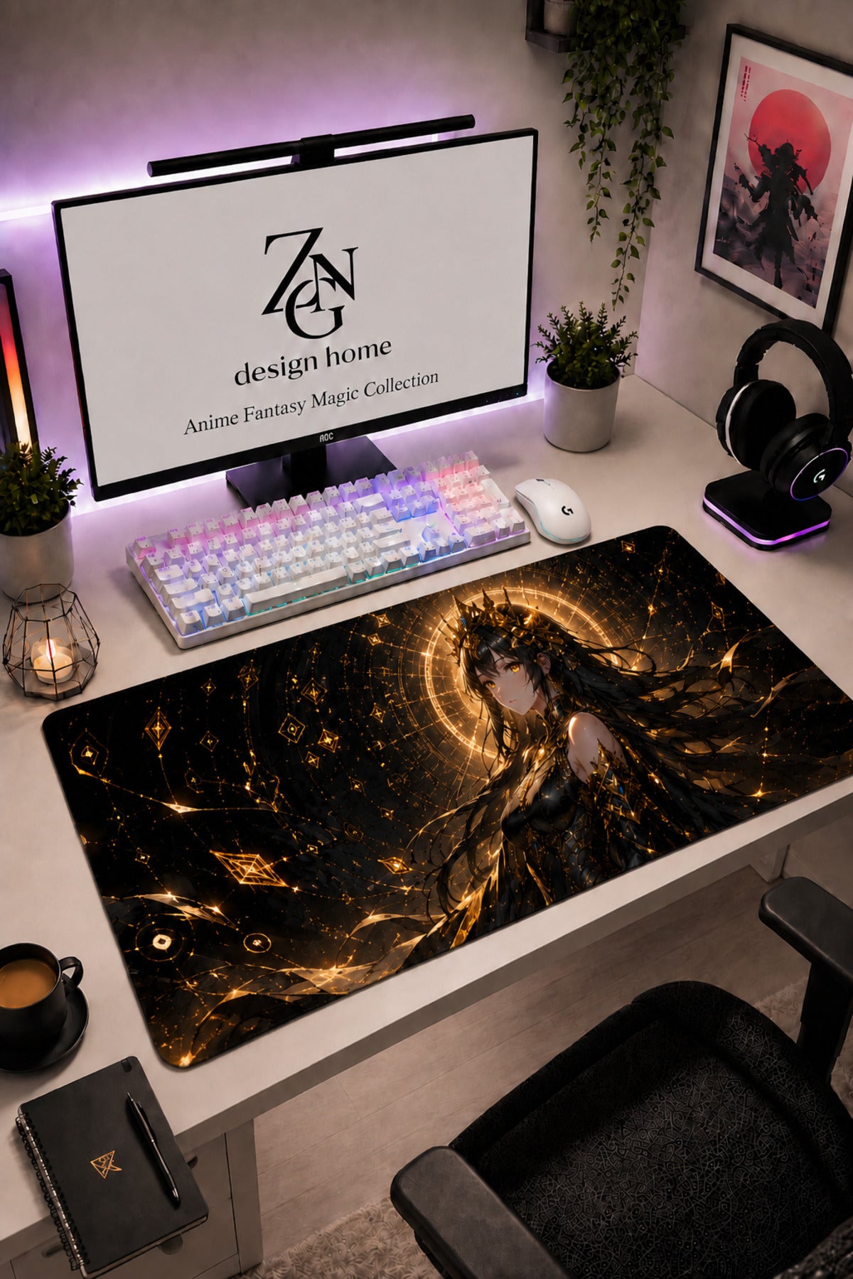 Anime Fantasy Magic Collection 80x40 cm Büyük Boy Gaming Mousepad Kaymaz Taban Deskmat