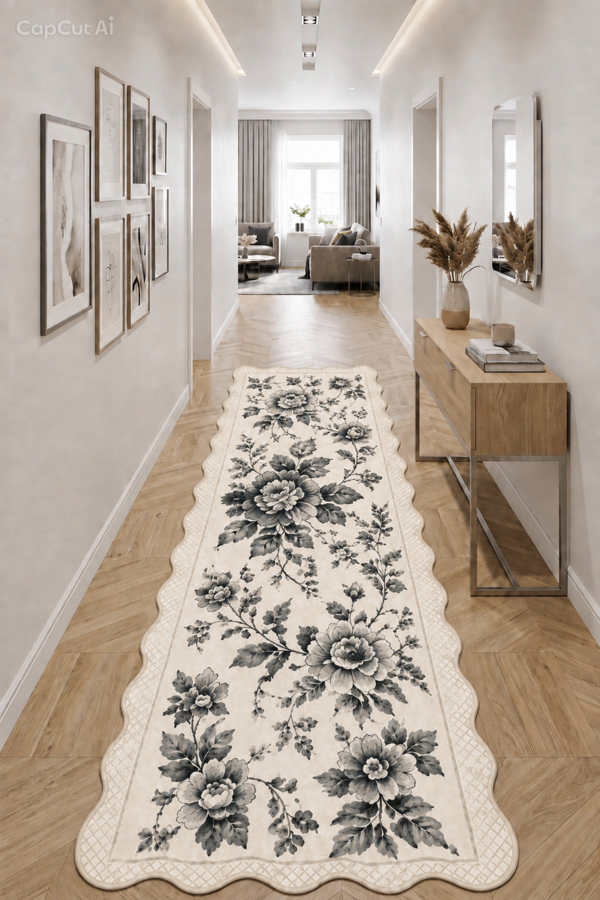 Botanica Luxe Collection English Rose Kişiye Özel Üretim Dekoratif Kaymaz Taban Antre/Hol Halısı – Dijital Baskı, Yıkanabilir