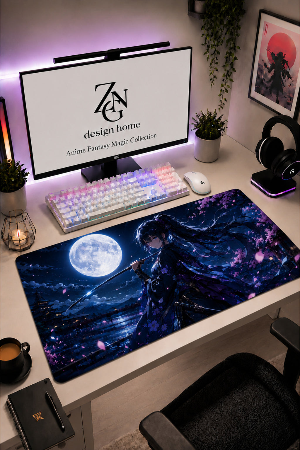 Anime Fantasy Magic Collection 80x40 cm Büyük Boy Gaming Mousepad Kaymaz Taban Deskmat
