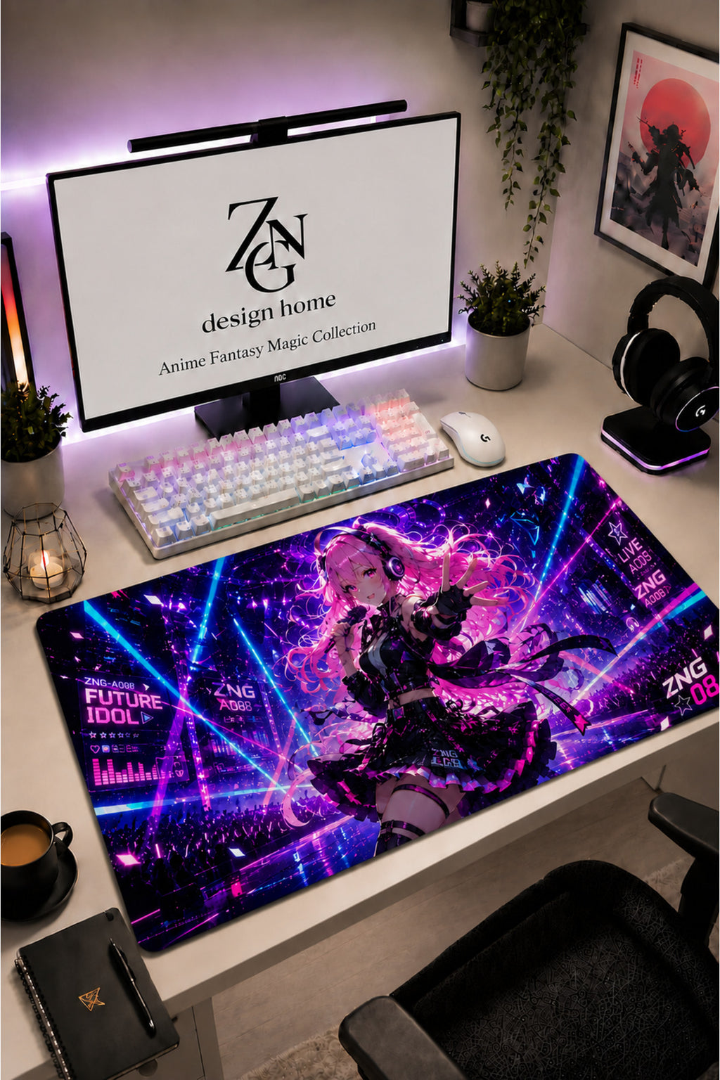 Anime Fantasy Magic Collection 80x40 cm Büyük Boy Gaming Mousepad Kaymaz Taban Deskmat