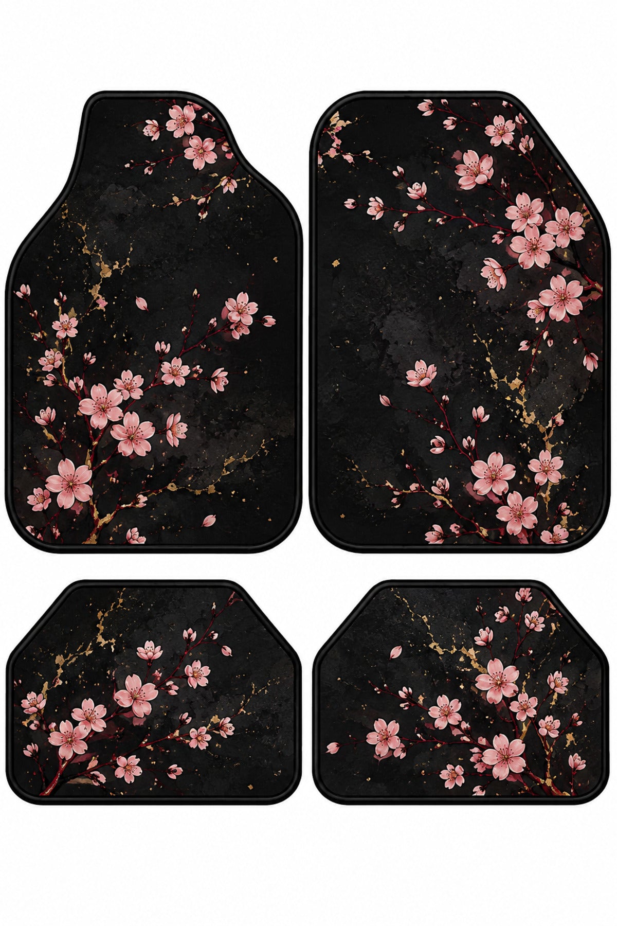 Sakura Night Tasarım Universal Premium Araç İçi Oto Paspası 4'lü Set – Tüm Araç Modellerine Uygun – Kaymaz DOT Taban