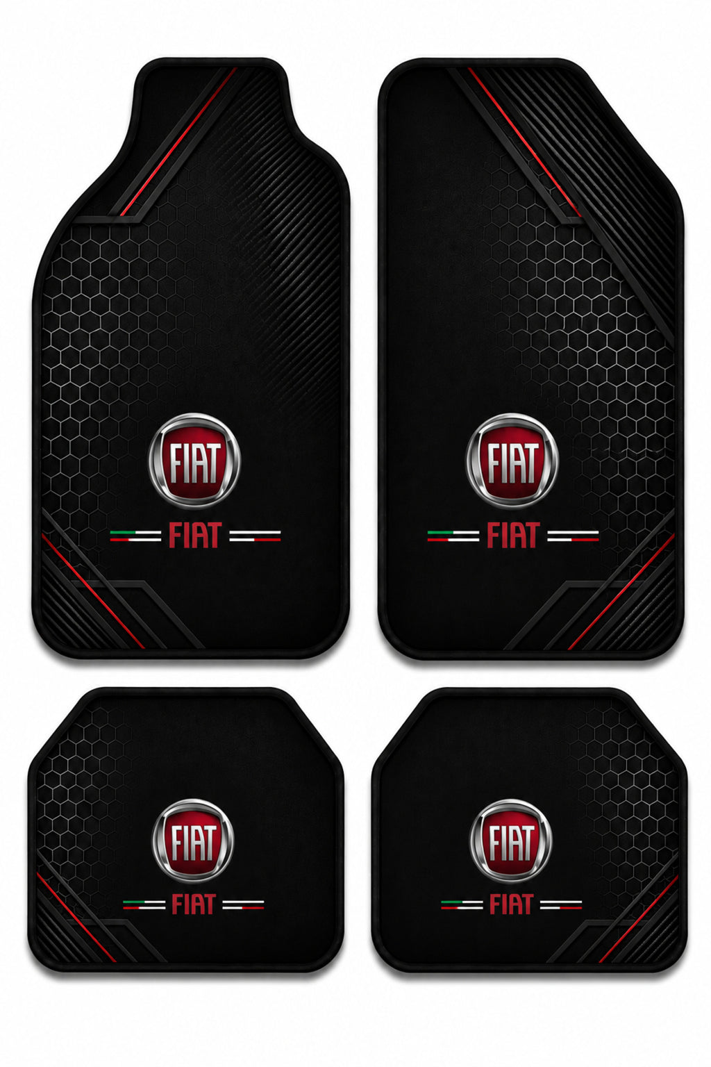 Fiat Temalı Universal Premium Araç İçi Oto Paspası 4'lü Set – Tüm Araç Modellerine Uygun – Kaymaz DOT Taban