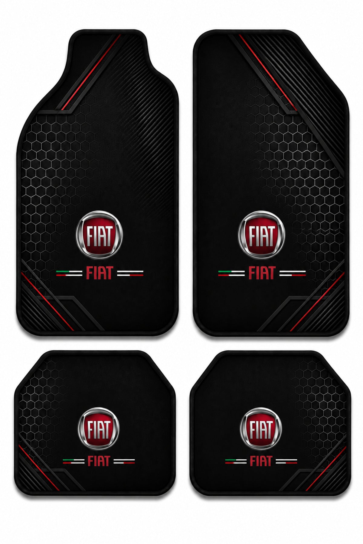 Fiat Temalı Universal Premium Araç İçi Oto Paspası 4'lü Set – Tüm Araç Modellerine Uygun – Kaymaz DOT Taban