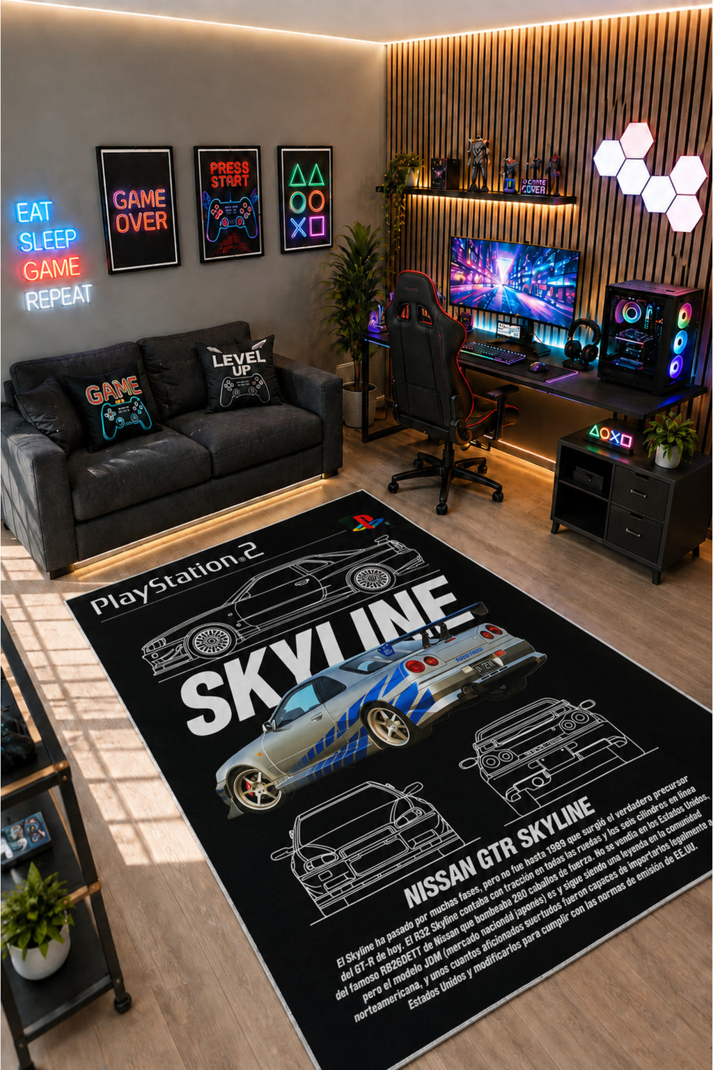 Gamer Collection Kişiye Özel Üretim Dekoratif Kaymaz Taban Oyun Odası Halısı – Dijital Baskı Yıkanabilir – Farklı Ölçü Seçene