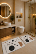 Banyo Paspası 2'li Set Kaymaz Tabanlı ve Yıkanabilir 60x90 Cm - 50x60 Cm