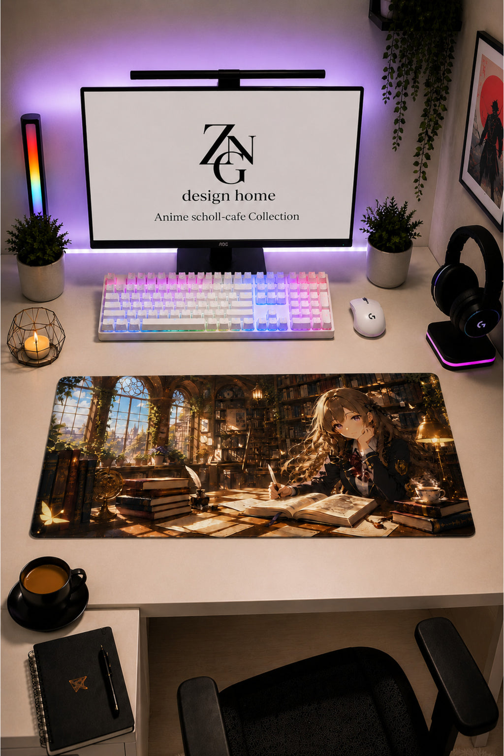 Anime scholl-cafe Collection 80x40 cm Büyük Boy Gaming Mousepad Kaymaz Taban Deskmat