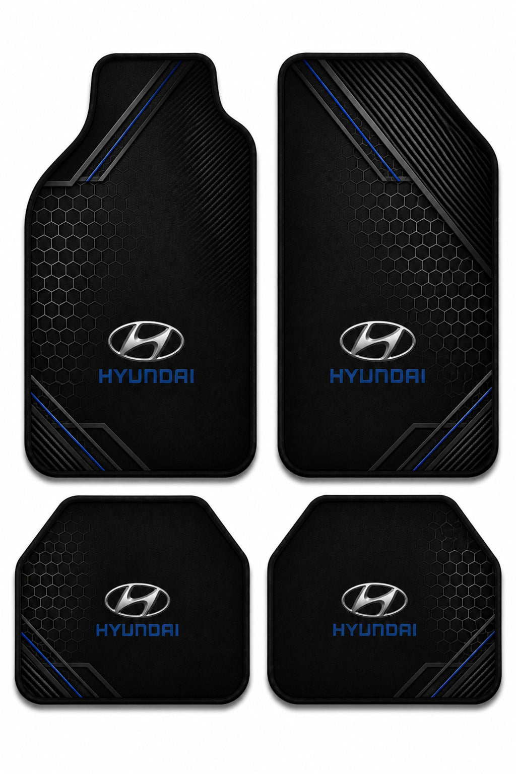 Hyundai Tasarımlı Universal Premium Araç İçi Oto Paspası 4'lü Set – Kaymaz DOT TabanTüm Araç Modellerine Uyumlu-Kaymaz DOT Ta