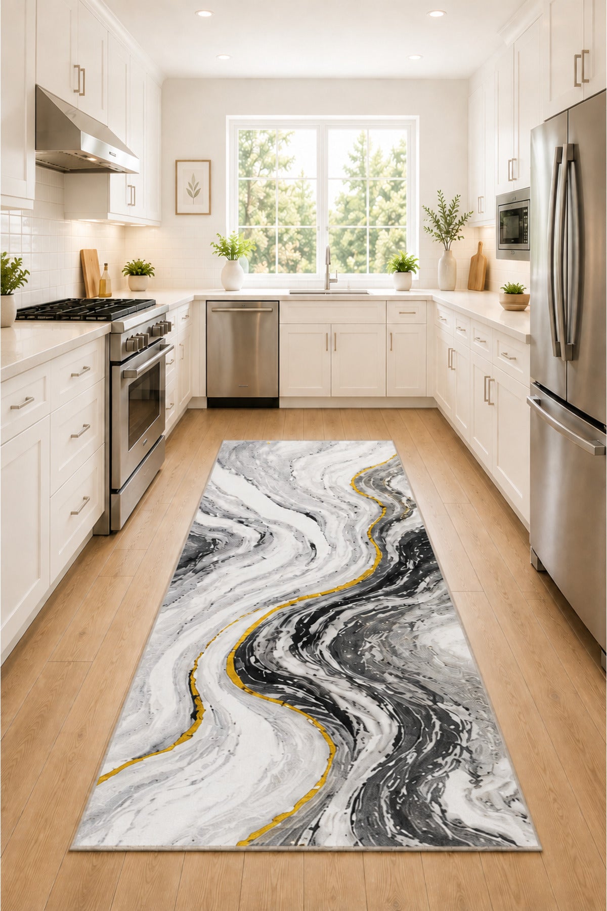 GILDED MARBLE COLLECTION Kişiye Özel Üretim Dekoratif Kaymaz Taban Mutfak-Salon-Hol-Yatak odası-Genç Odası Halısı – Dijital B