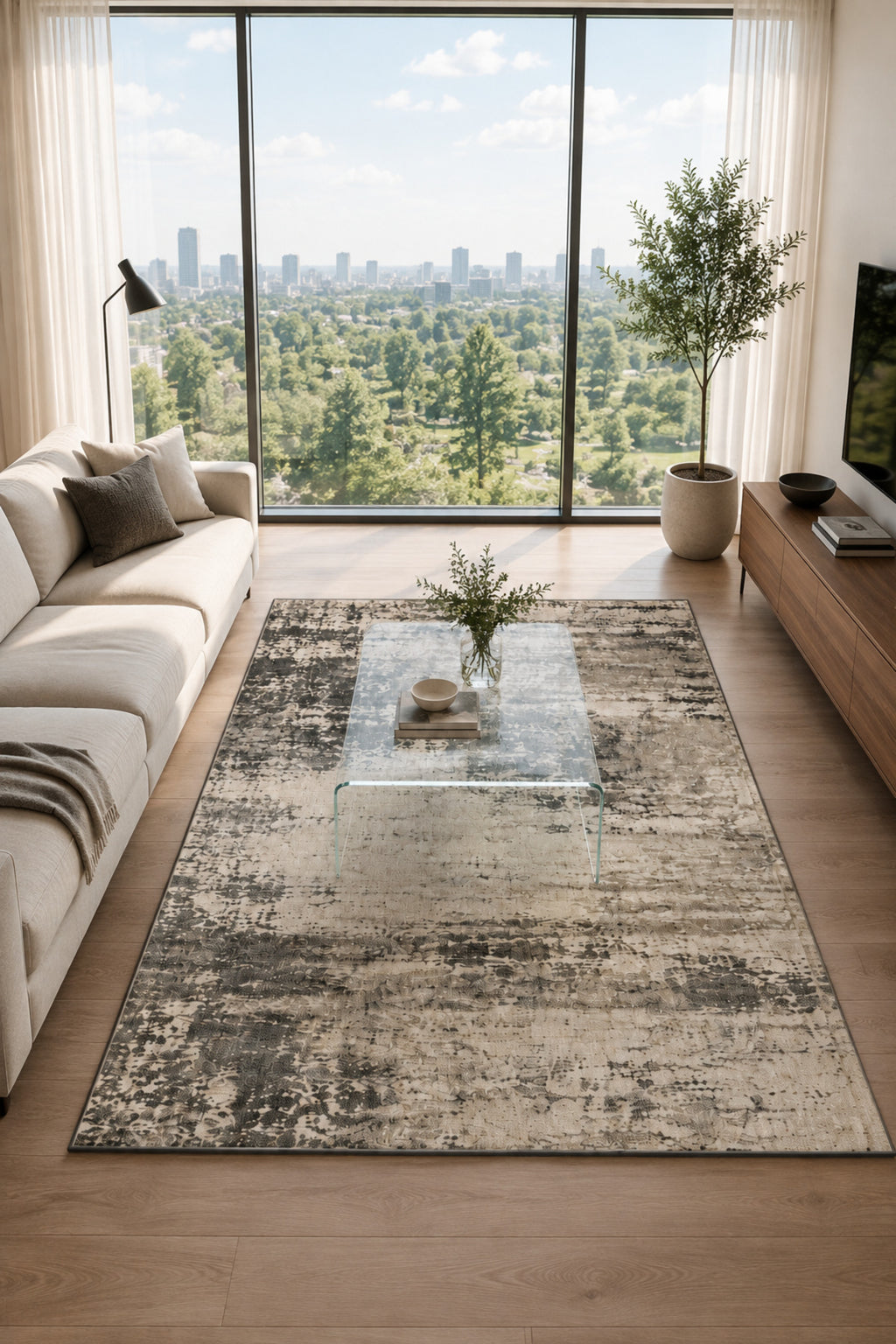 Modern Soyut ve Geometrik Desenli Dijital Baskı Kaymaz Taban Yıkanabilir Salon Halısı – 5 Desen ve Farklı Ölçü Seçenekleri