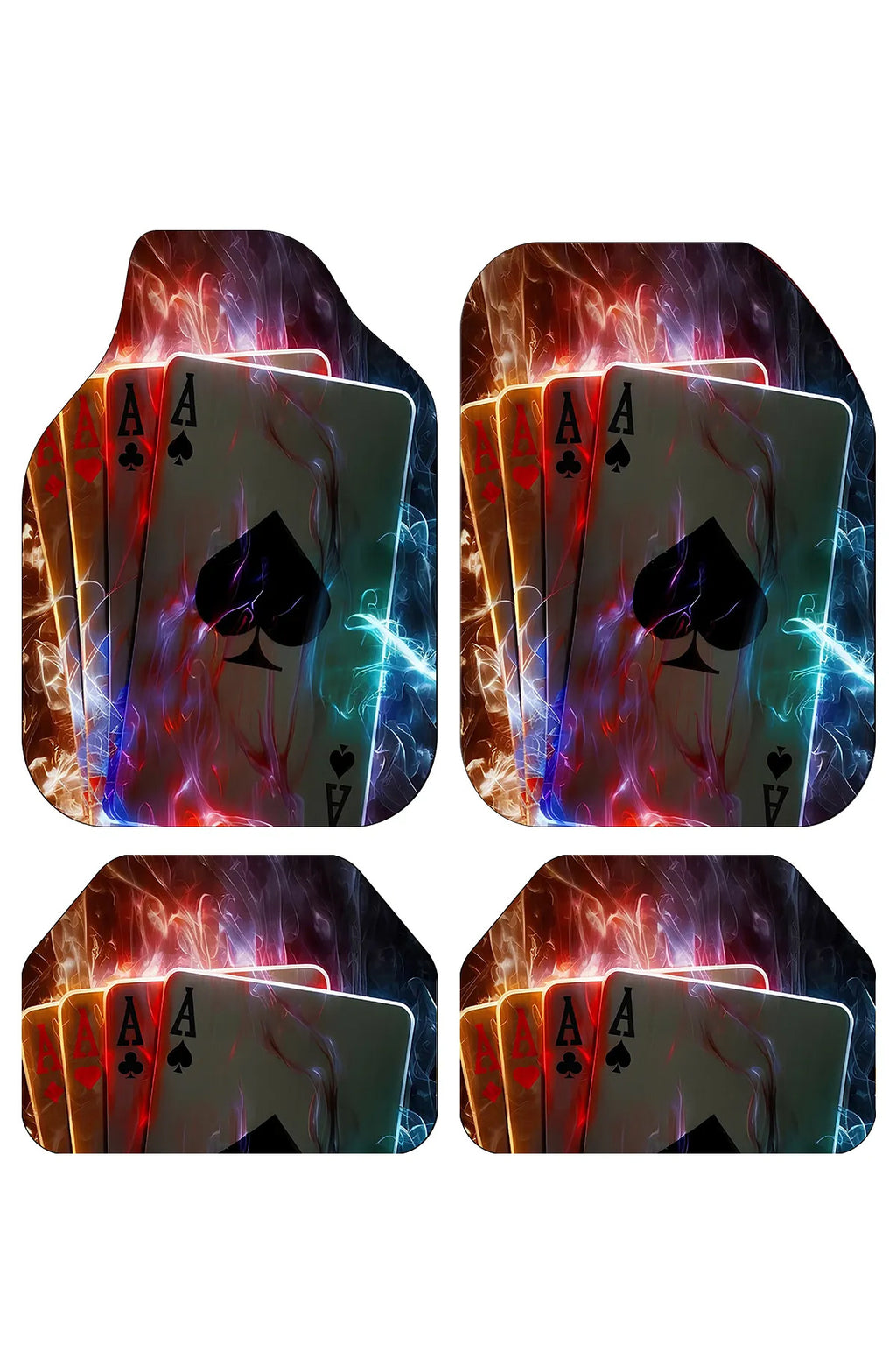 Poker As Kart Desenli -Kişiye Özel Tasarım-Premium Araç İçi Oto Paspası 4'lü Set – Universal Tüm Araç Modellerine Uyumlu, Kay