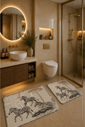 Banyo Paspası 2'li Set Kaymaz Tabanlı ve Yıkanabilir 60x90 Cm - 50x60 Cm