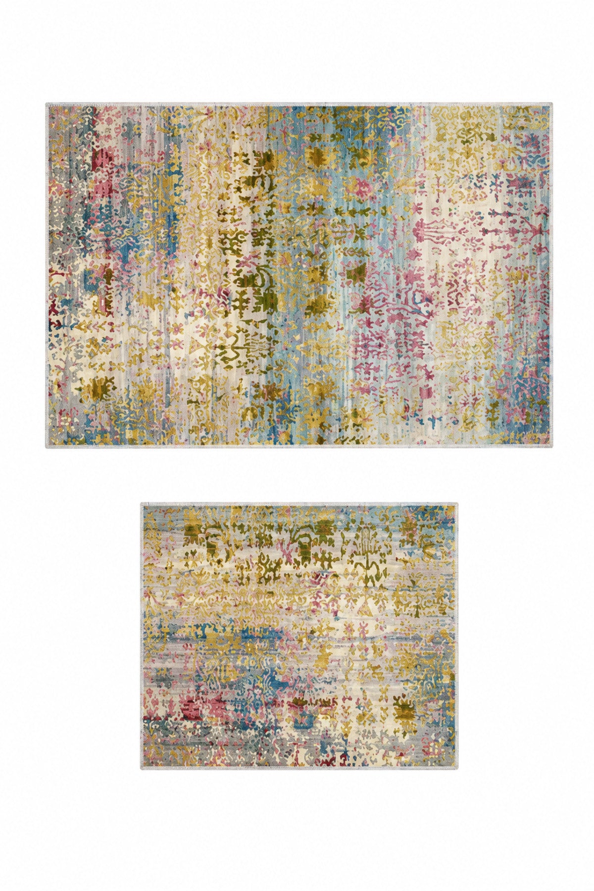 Banyo Paspası 2'li Set Kaymaz Tabanlı ve Yıkanabilir 60x90 Cm - 50x60 Cm