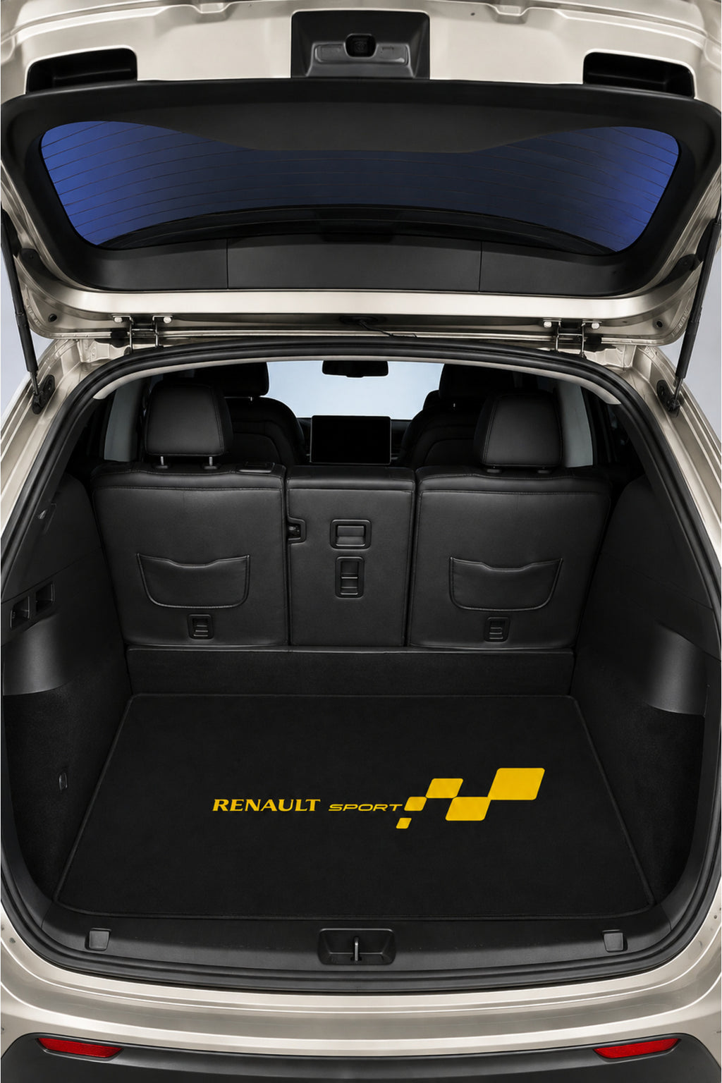 Renault Sport Temalı Universal Araç Bagaj Halısı | Bagaj Havuzu Halısı | Kaymaz Dot Taban | Premium Siyah | Tüm Marka ve Mode
