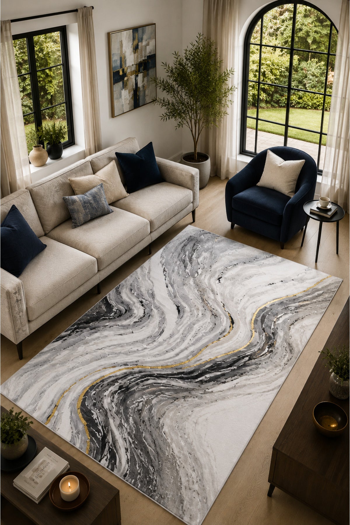 GILDED MARBLE COLLECTION Kişiye Özel Üretim Dekoratif Kaymaz Taban Mutfak-Salon-Hol-Yatak odası-Genç Odası Halısı – Dijital B