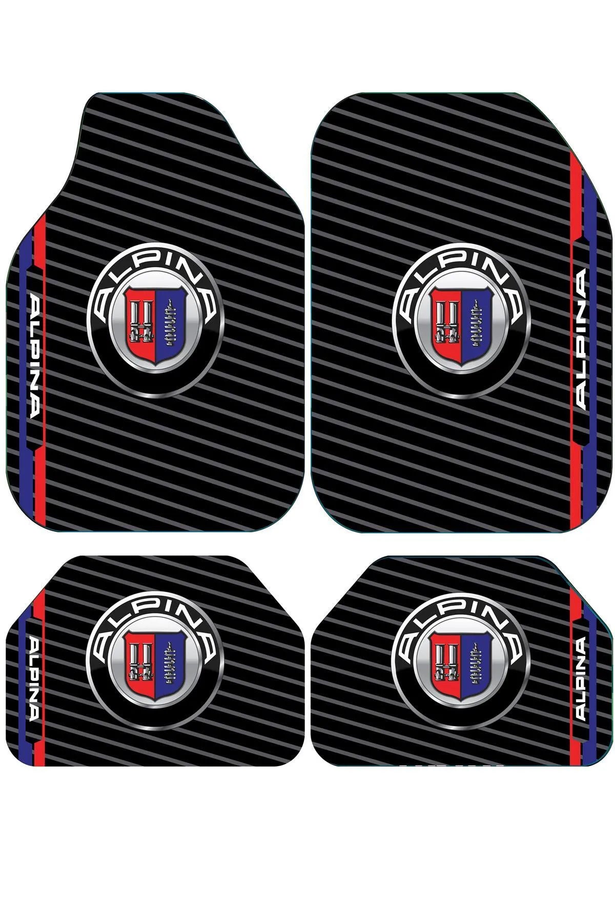 ALPINA Racing Temalı Kişiye Özel Tasarım Araç İçi Oto Paspası 4'lü Set – Universal Tüm Araç Modellerine Uyumlu, Kaymaz DOT Ta