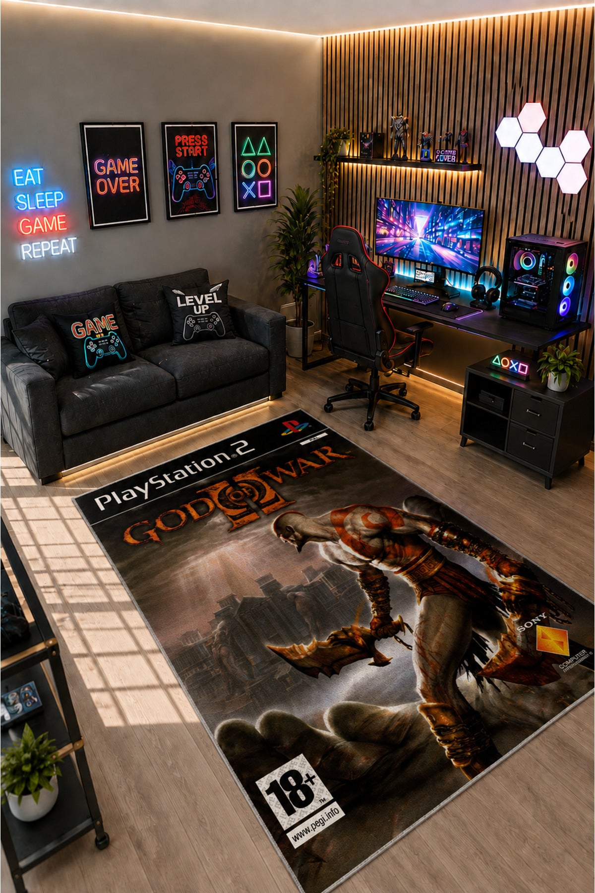 Gamer Collection Kişiye Özel Üretim Dekoratif Kaymaz Taban Oyun Odası Halısı – Dijital Baskı Yıkanabilir – Farklı Ölçü Seçene