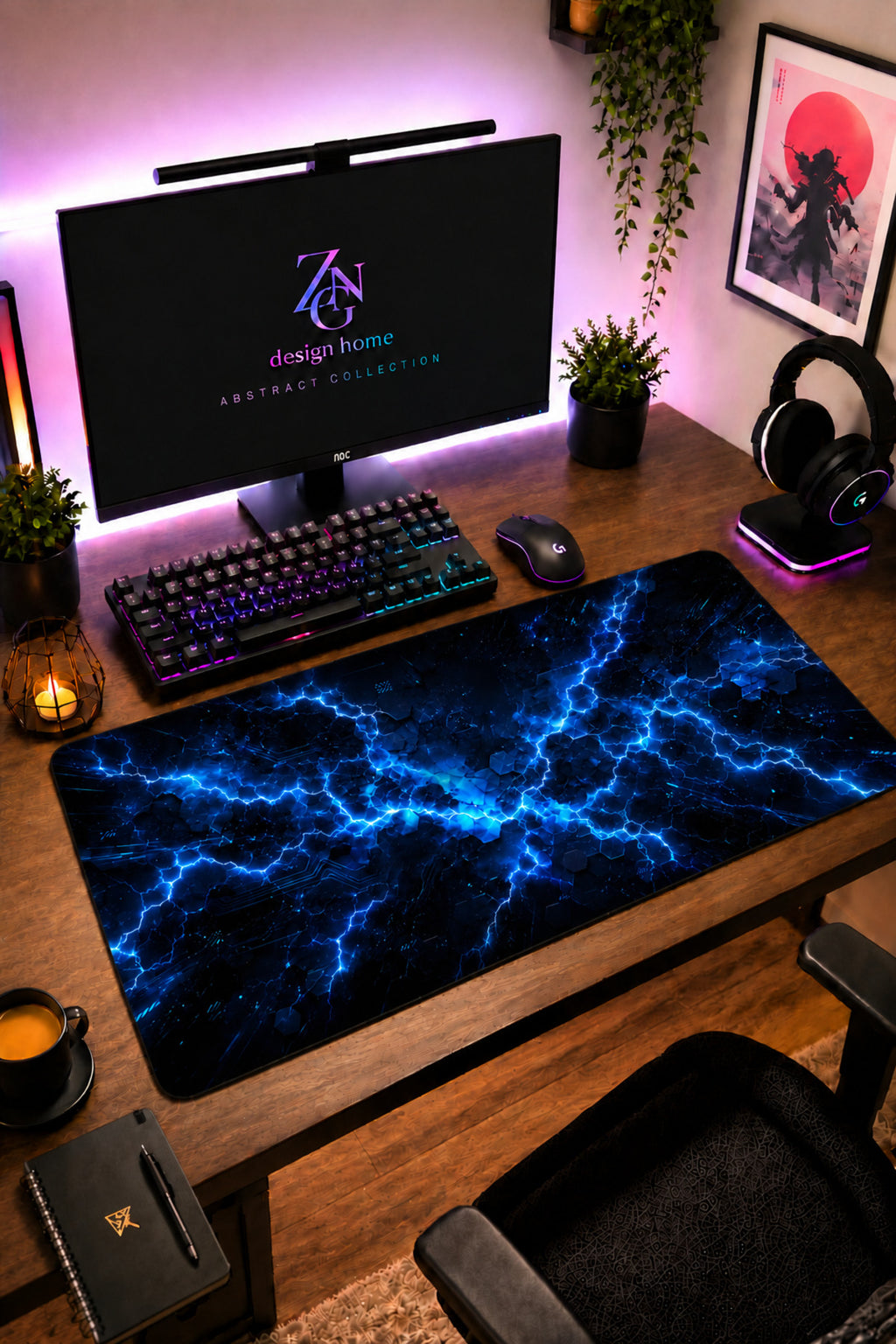 Abstract Collection 80x40 cm Büyük Boy Gaming Mousepad Kaymaz Taban Deskmat