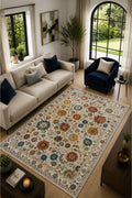 Ottoman Bloom Renkli Çiçek Desenli Modern Kaymaz Dijital Baskı Salon halısı
