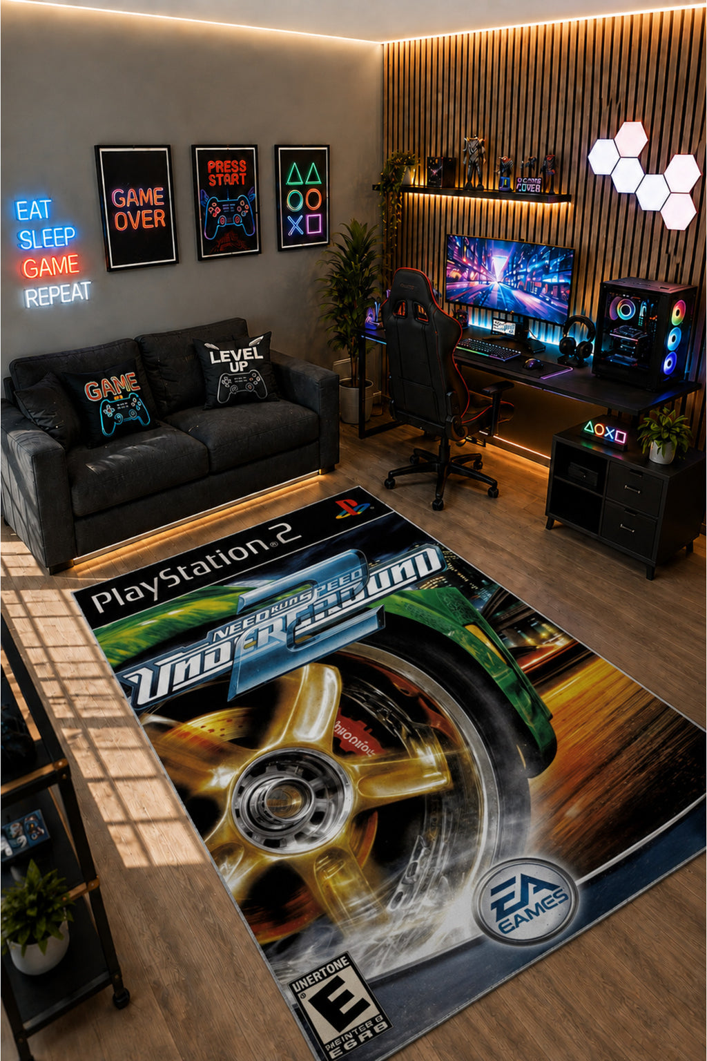 Gamer Collection Kişiye Özel Üretim Dekoratif Kaymaz Taban Oyun Odası Halısı – Dijital Baskı Yıkanabilir – Farklı Ölçü Seçene