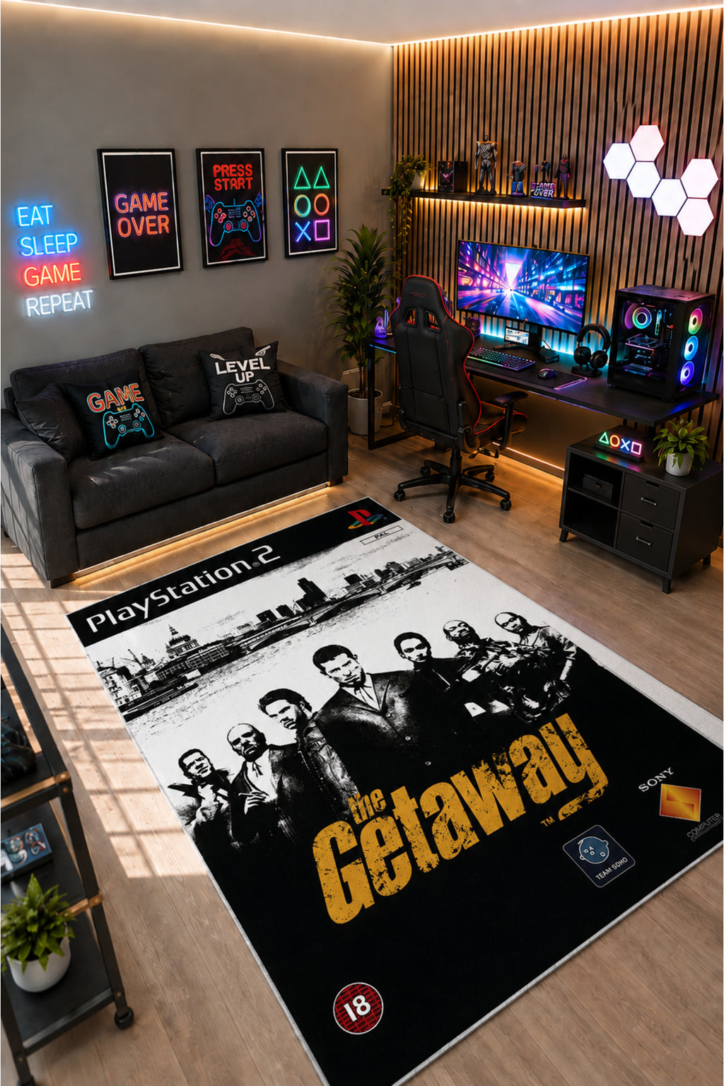 Gamer Collection Kişiye Özel Üretim Dekoratif Kaymaz Taban Oyun Odası Halısı – Dijital Baskı Yıkanabilir – Farklı Ölçü Seçene