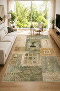 Urban Patchwork Modern Geometrik ve Eskitme Desenli Dijital Baskı Kaymaz Taban Yıkanabilir Salon Halısı – 5 Desen ve Farklı Ö