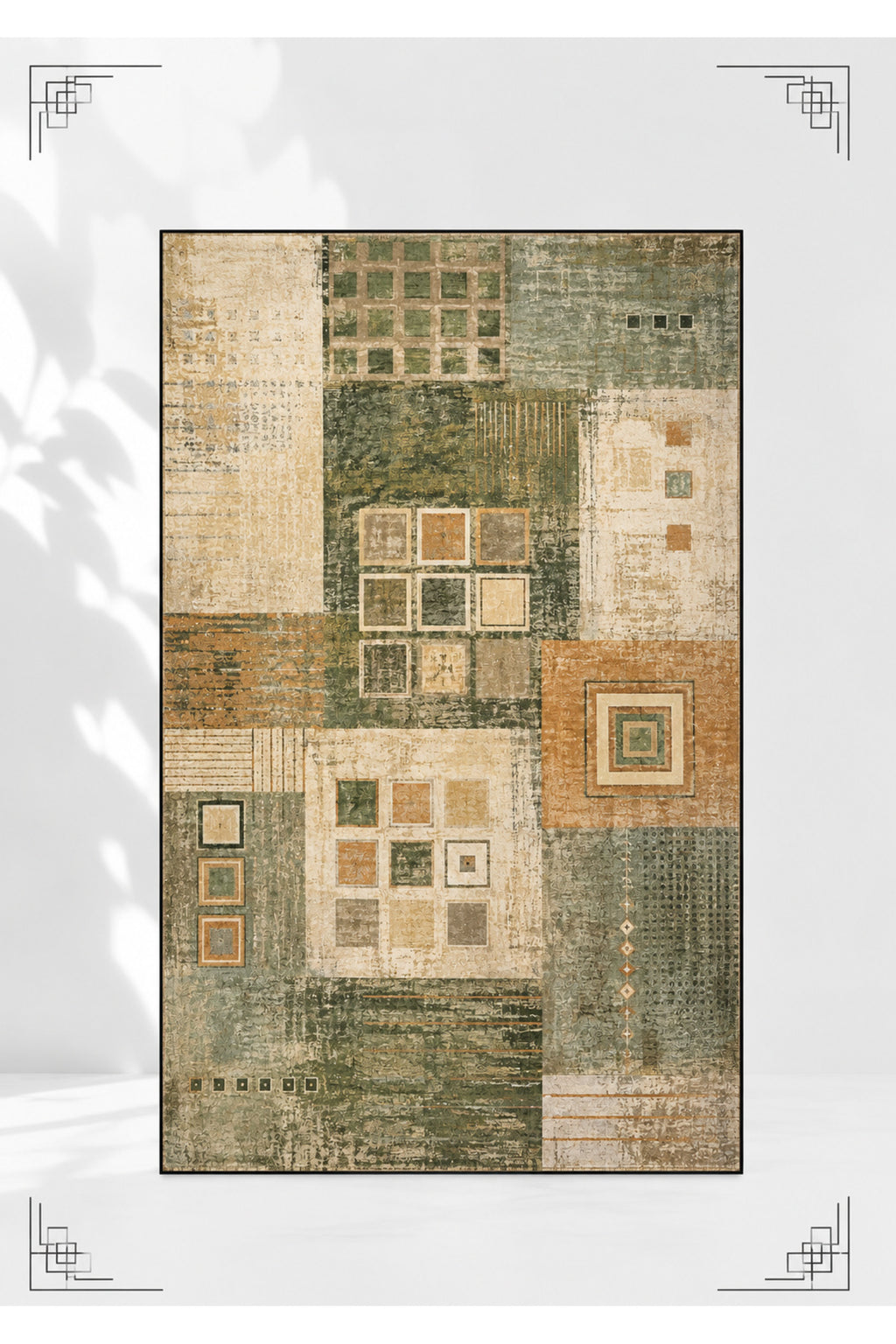 Urban Patchwork Modern Geometrik ve Eskitme Desenli Dijital Baskı Kaymaz Taban Yıkanabilir Salon Halısı – 5 Desen ve Farklı Ö