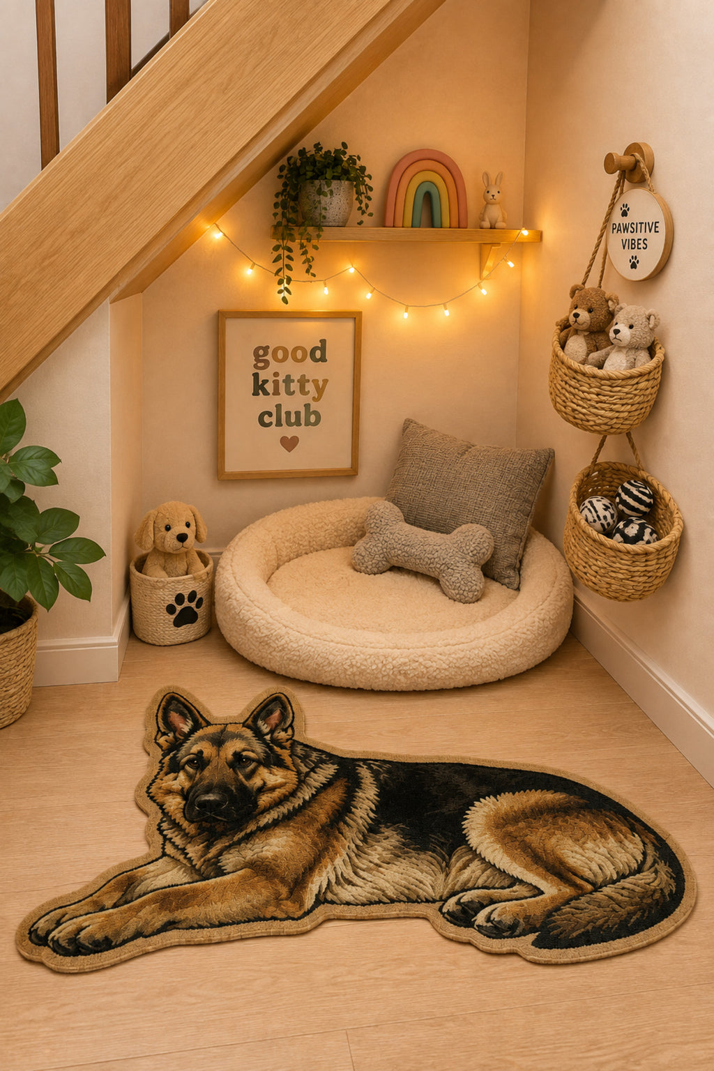 Kedi ve Köpek Mama Altlığı 60x90 cm – Kemik Şekilli Renkli Dijital Baskılı, Kaymaz Taban, Yıkanabilir Mama Paspası