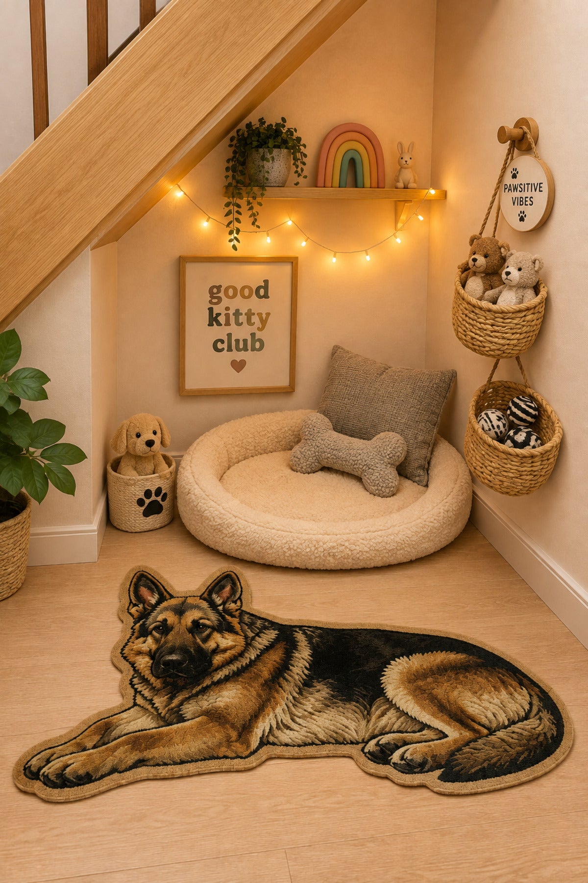 Kedi ve Köpek Mama Altlığı 60x90 cm – Kemik Şekilli Renkli Dijital Baskılı, Kaymaz Taban, Yıkanabilir Mama Paspası